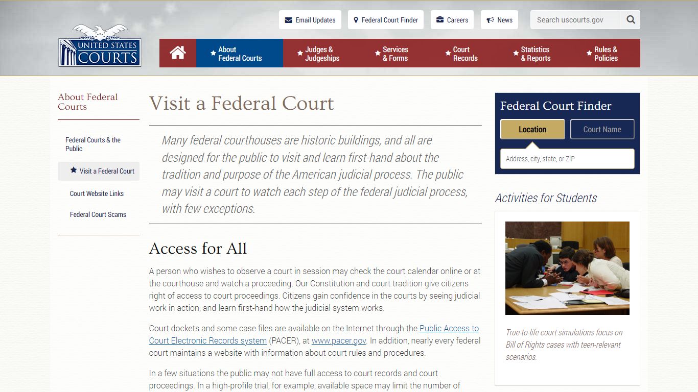 Visit a Federal Court | United States Courts